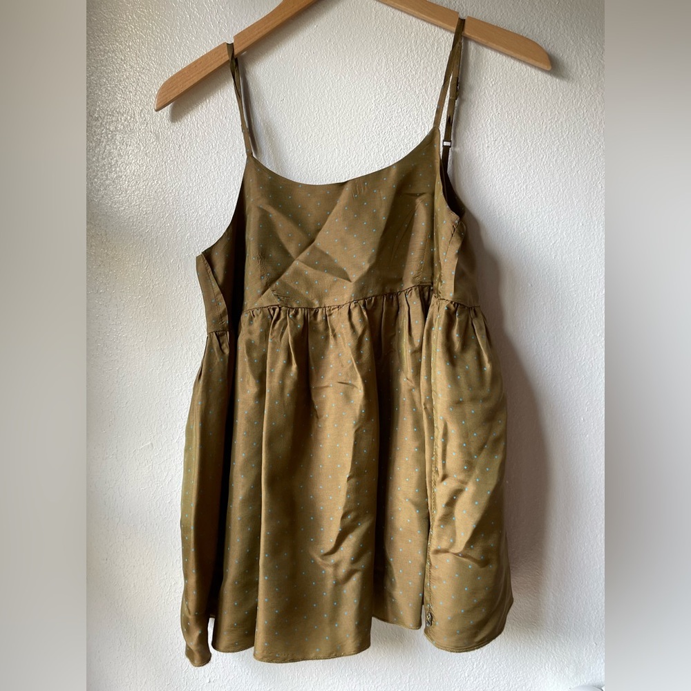 Ottod’ame silky tank metallic green with blue dots size 4